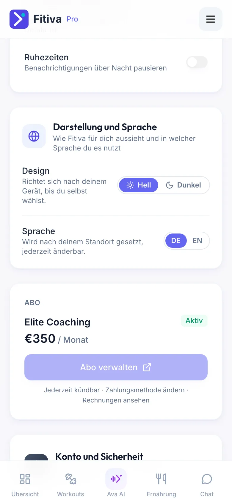 Karte Darstellung und Sprache mit Design Hell oder Dunkel und Sprache DE oder EN